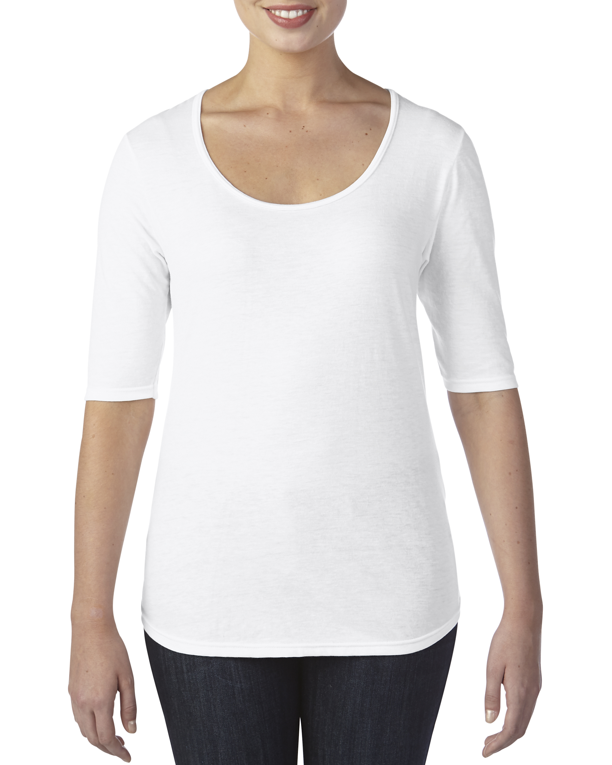 T-shirt Women’s Tri-Blend Deep Scoop 1/2 Sleeve Tee ANVIL