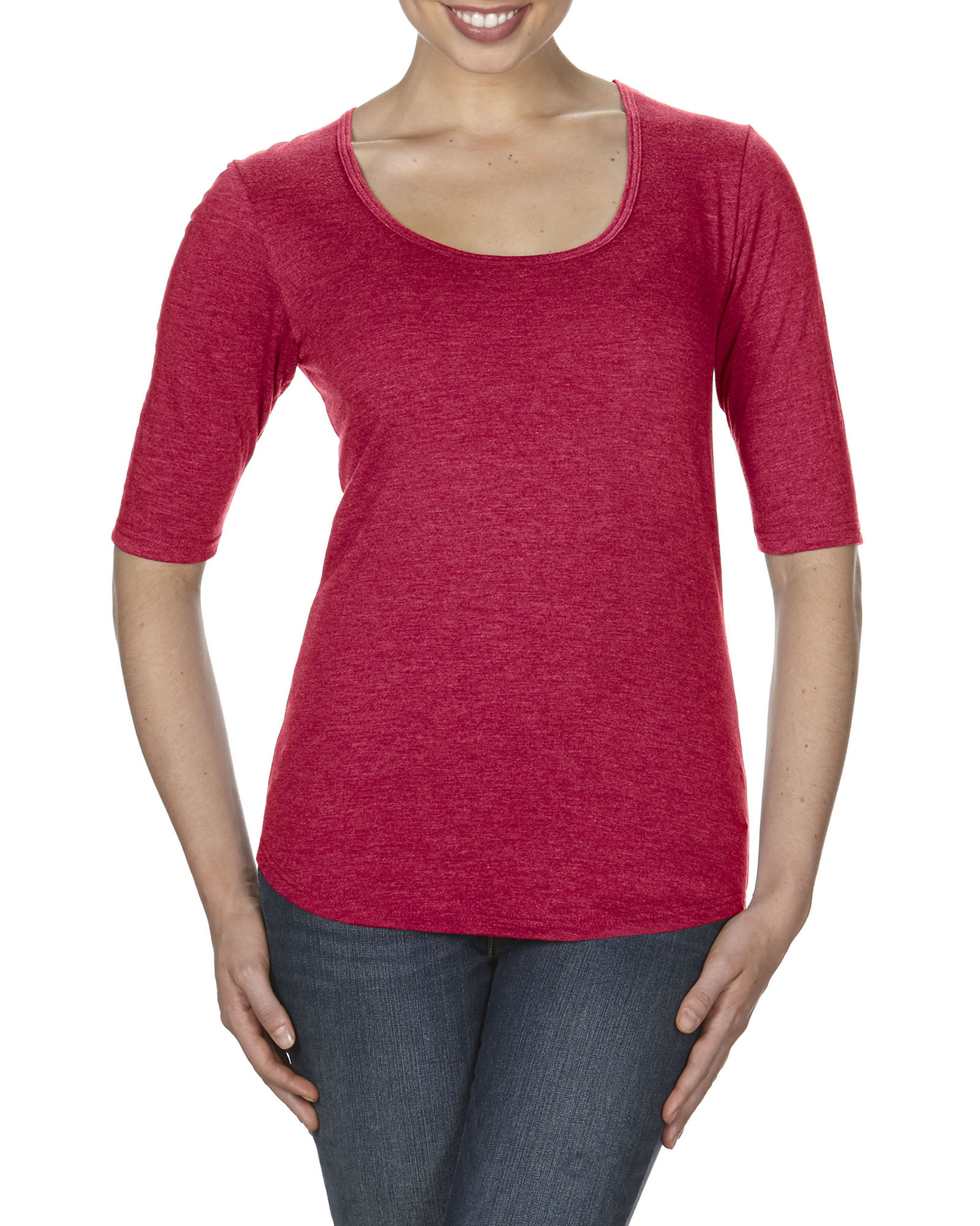 T-shirt Women’s Tri-Blend Deep Scoop 1/2 Sleeve Tee ANVIL