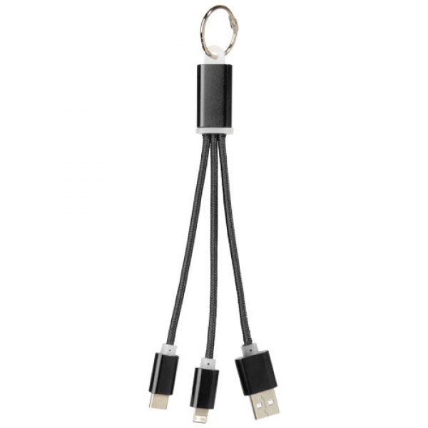 Kabel do ładowania 3w1 Metal z kółkiem na klucze
