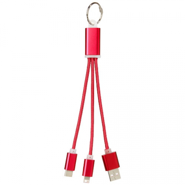 Kabel do ładowania 3w1 Metal z kółkiem na klucze