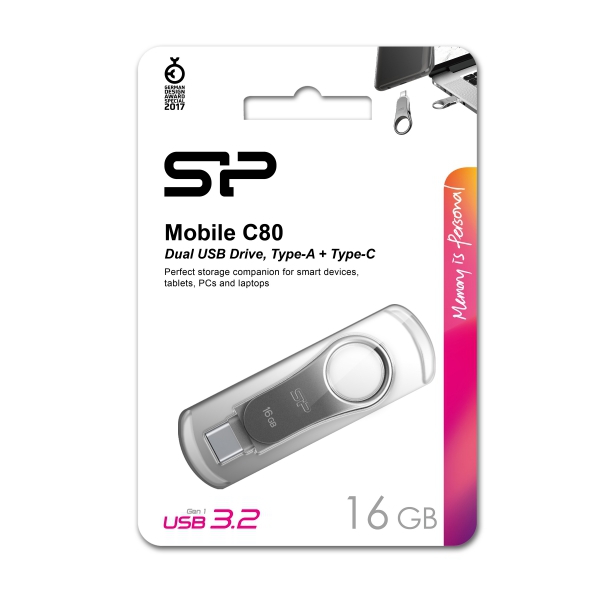 Pendrive z wejściem USB typu C Mobile C80, 16GB 3.2 Silicon Power