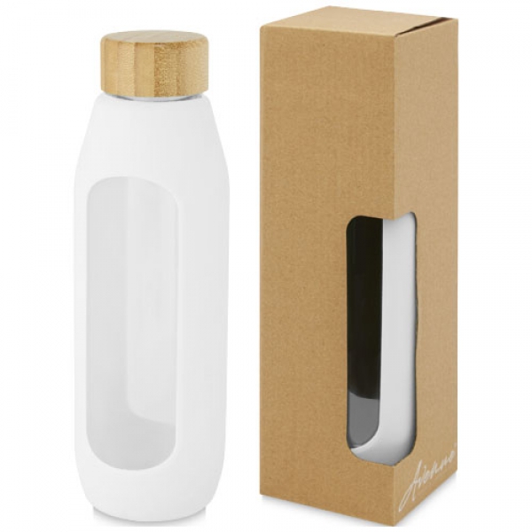 Tidan Butelka z borokrzemianowego szkła o pojemności 600 ml z silikonowym uchwytem