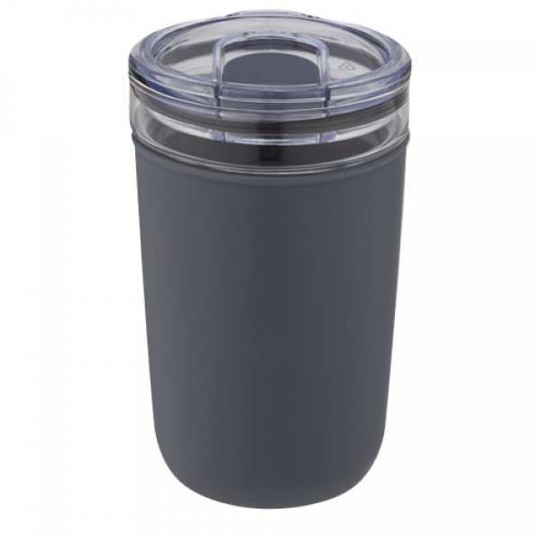 Szklany kubek Bello o pojemności 420 ml z zewnętrzną ścianką z plastiku z recyklingu