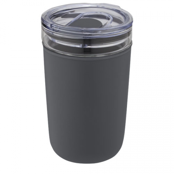 Szklany kubek Bello o pojemności 420 ml z zewnętrzną ścianką z plastiku z recyklingu