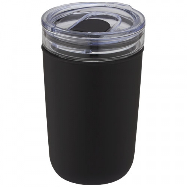 Szklany kubek Bello o pojemności 420 ml z zewnętrzną ścianką z plastiku z recyklingu
