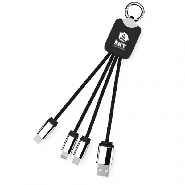 Kabel z podświetlonym logo 3w1 z brelokiem - SCX.design C15