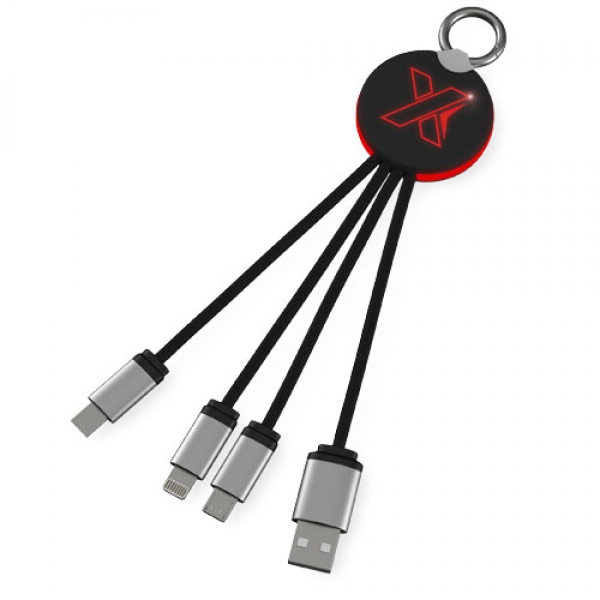 Kabel z podświetlonym logo 3w1 z brelokiem - SCX.design C16
