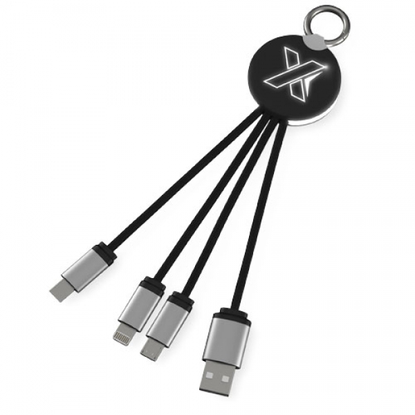 Kabel z podświetlonym logo 3w1 z brelokiem - SCX.design C16