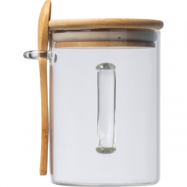 Kubek szklany z łyżeczką JACKSON 420 ml