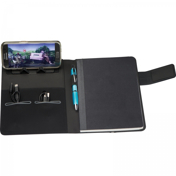 Folder A5 z notatnikiem w linie i power bankiem 4000 mAh