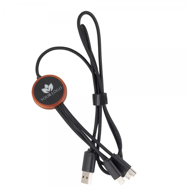 Kabel 3w1 z podświetlanym logo, LH-ZM04