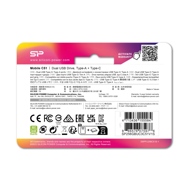 Pendrive Mobile C51, 256GB 3.2 Silicon Power