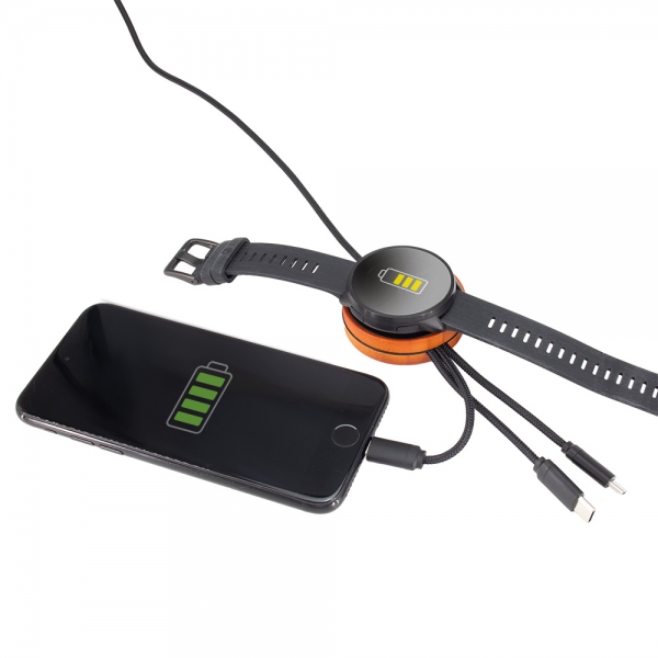 Kabel z ładowarką indukcyjną 4w1 w drewnianej obudowie - i5w