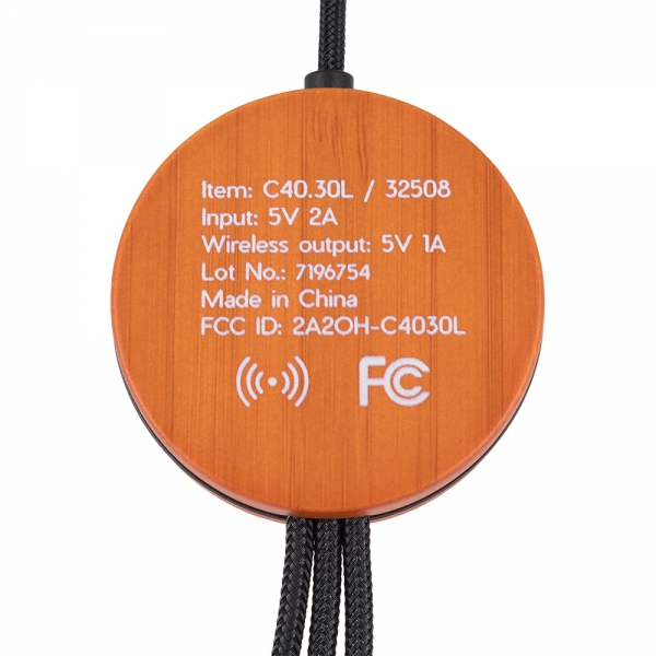 Kabel z ładowarką indukcyjną 4w1 w drewnianej obudowie - i5w
