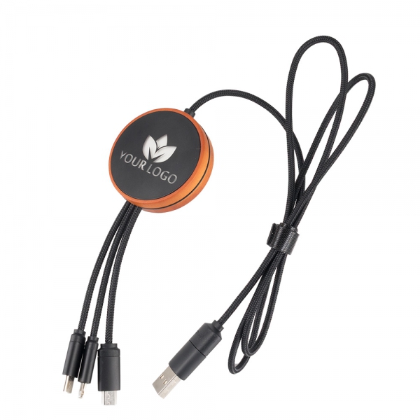 Kabel z ładowarką indukcyjną 4w1 w drewnianej obudowie - i5w