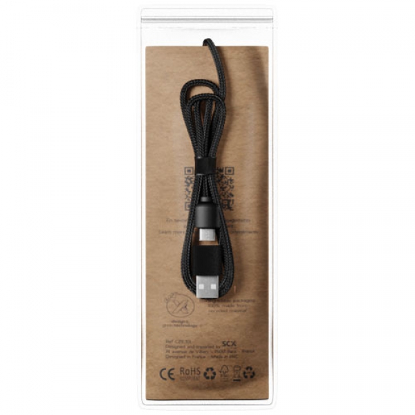SCX.design C40 kabel ładujący z podświetlanym logo 5-w-1 rPET i z podkładką ładującą 10 W