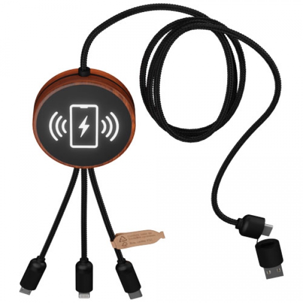 SCX.design C40 kabel ładujący z podświetlanym logo 5-w-1 rPET i z podkładką ładującą 10 W
