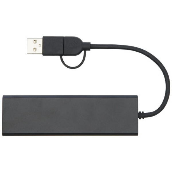 Rise hub USB 2.0 z aluminium pochodzącego z recyklingu z certyfikatem RCS