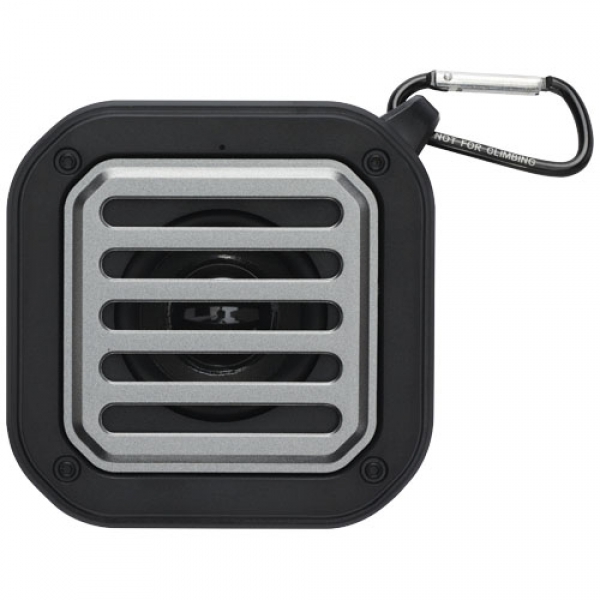 Solo plastikowy głośnik solarny Bluetooth® IPX5 o mocy 3 W z karabińczykiem wykonany z tworzywa pochodzącego z recyklingu z c