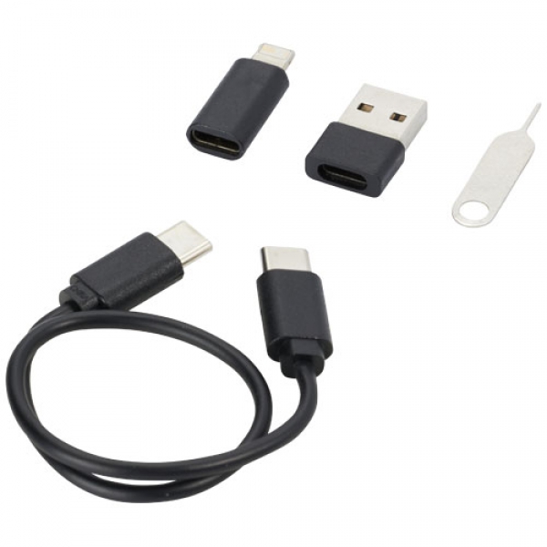 Savvy modułowy kabel do ładowania z tworzyw sztucznych pochodzących z recyklingu z uchwytem na telefon