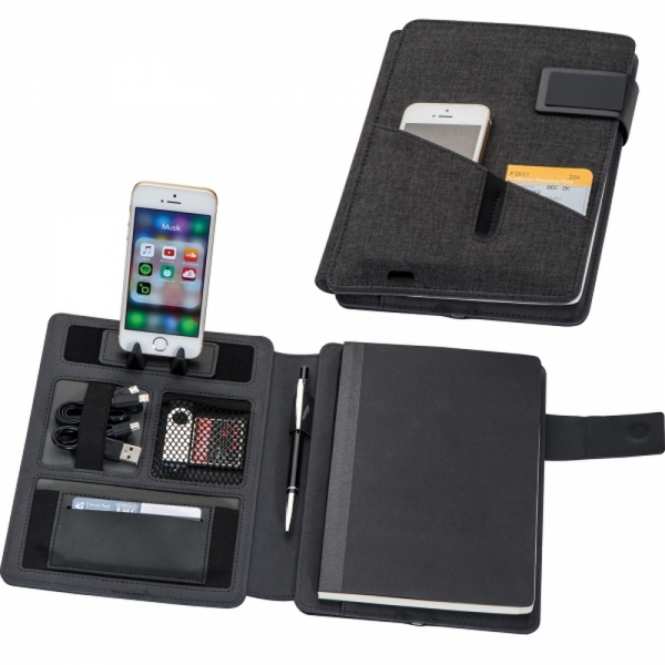Folder A5 z notatnikiem w linie i power bankiem 4000 mAh FABIOLA