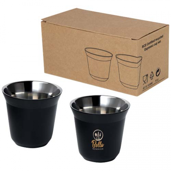 Duo zestaw filiżanek do espresso ze stali nierdzewnej z certyfikatem RCS 80 ml 