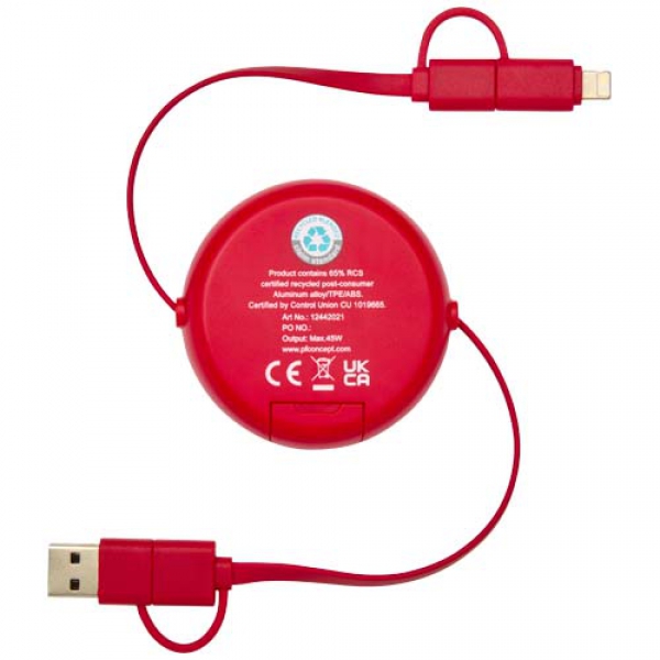 Alasia zwijany kabel do synchronizacji danych i szybkiego ładowania 5 w 1 45 W o długości 100 cm z tworzyw sztucznych i alumi