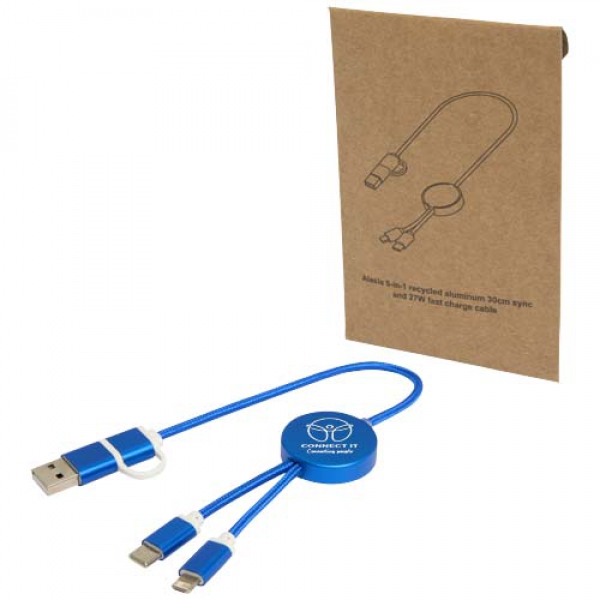 Alasia kabel do synchronizacji danych i szybkiego ładowania 5 w 1 27 W o długości 30 cm z tworzyw sztucznych i aluminium poch
