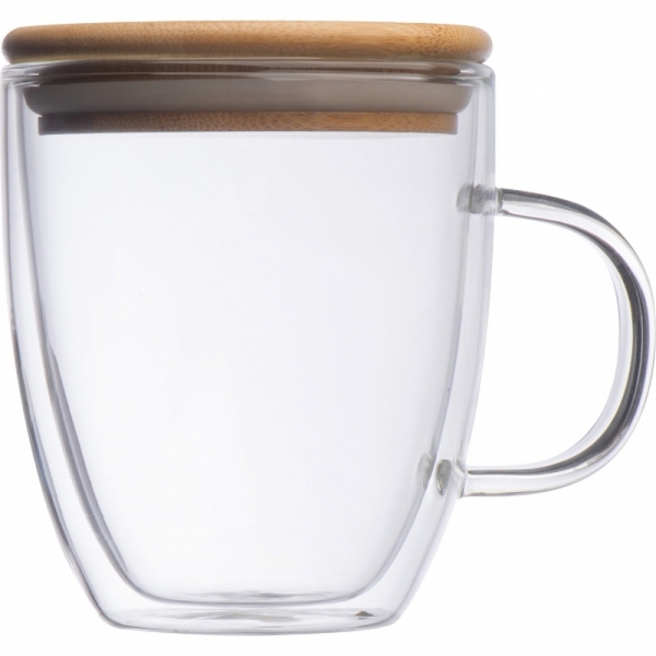 Kubek szklany z pokrywką 350 ml CECIL