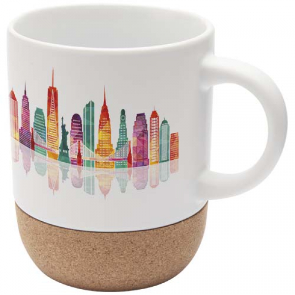 Billie kubek ceramiczny z nadrukiem sublimacyjnym o pojemności 300 ml z detalami z korka