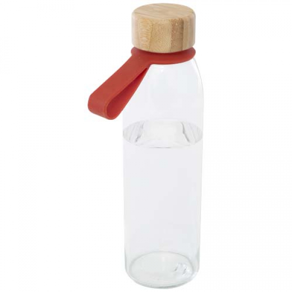 Szklana butelka na wodę Porto o pojemności 500 ml, z silikonowym uchwytem i z bambusową zakrętką
