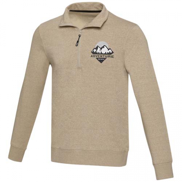 Tin sweter unisex Aware™ z materiałów z recyklingu z zamkiem błyskawicznym na 1/4 długości 