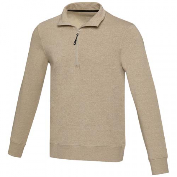 Tin sweter unisex Aware™ z materiałów z recyklingu z zamkiem błyskawicznym na 1/4 długości 