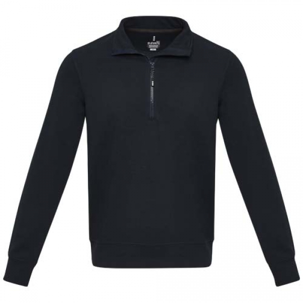 Tin sweter unisex Aware™ z materiałów z recyklingu z zamkiem błyskawicznym na 1/4 długości 