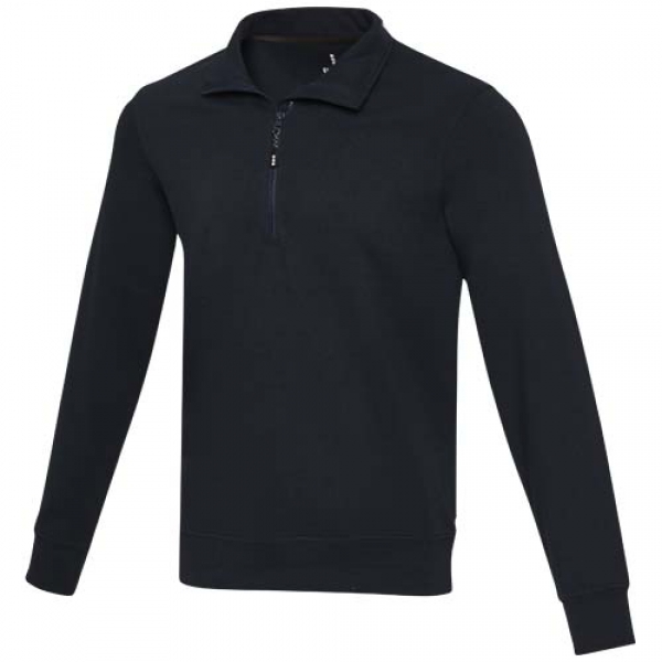 Tin sweter unisex Aware™ z materiałów z recyklingu z zamkiem błyskawicznym na 1/4 długości 