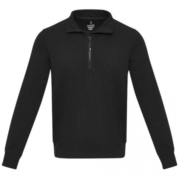 Tin sweter unisex Aware™ z materiałów z recyklingu z zamkiem błyskawicznym na 1/4 długości 