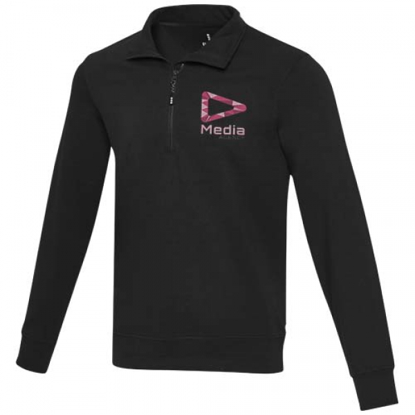 Tin sweter unisex Aware™ z materiałów z recyklingu z zamkiem błyskawicznym na 1/4 długości 