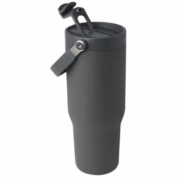Kubek Bronx o pojemności 900 ml, z izolacją próżniową, wykonany ze recyklingowanej stali nierdzewnej z certyfikatem RCS i z m
