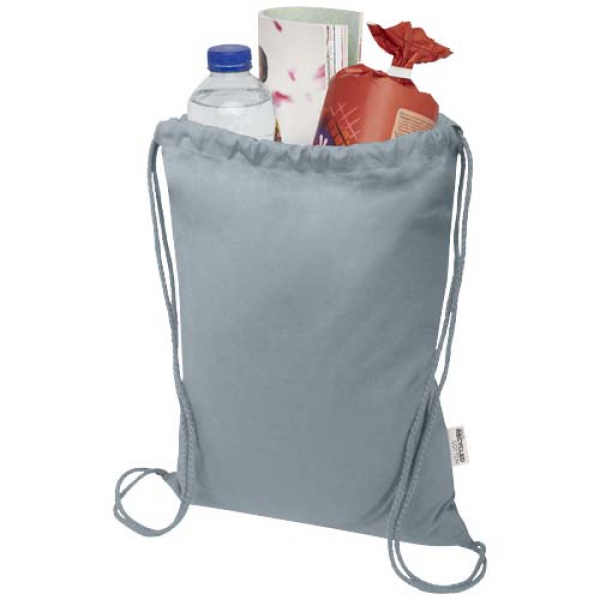 Oregon Blend torba ściągana sznurkiem z materiału materiału z recyklingu, 140 g/m², 5 l, posiadająca certyfikat GRS