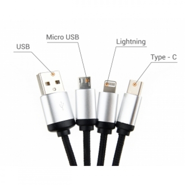 Kabel do ładowania 3w1 z podświetlanym logo