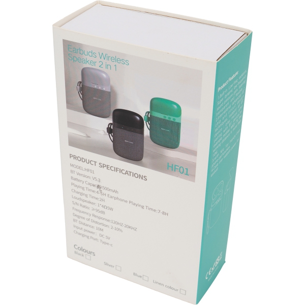 Głośnik Bluetooth HF01 z wbudowanymi słuchawkami 2w1 500 mAh