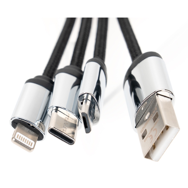 Kabel 4w1 z podświetlanym logo w drewnianej obudowie