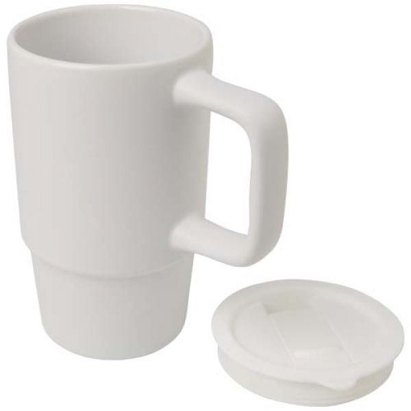 Carter kubek ceramiczny o pojemności 450 ml z plastikową pokrywką
