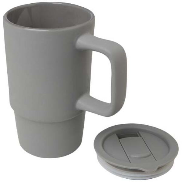 Carter kubek ceramiczny o pojemności 450 ml z plastikową pokrywką