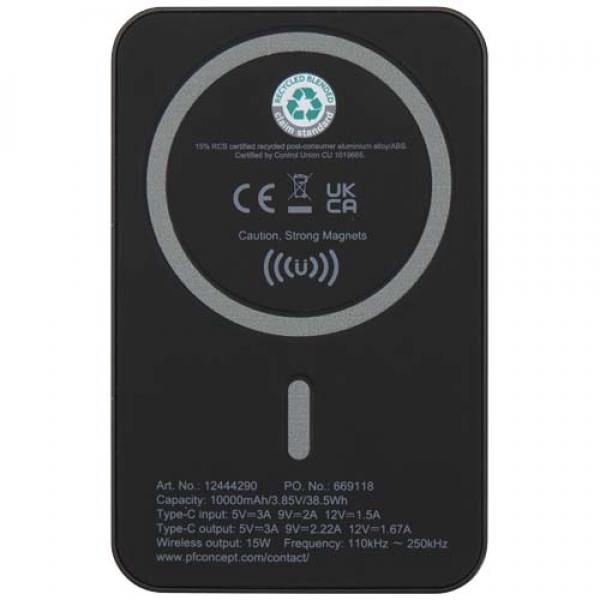 Acrab magnetyczny bezprzewodowy powerbank o pojemności 10 000 mAh i mocy 15 W z technologią 20 W PD — wykonany z tworzyw sztu