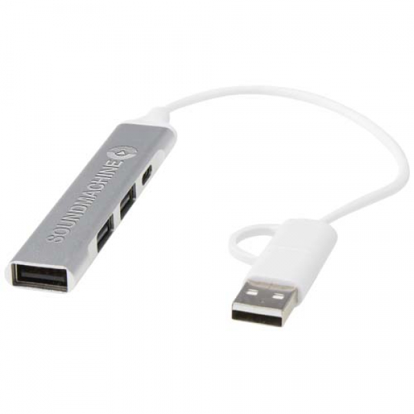 Alkaid 4-portowy hub USB-A i typu C z podwójnym wejściem wykonany z aluminium z recyklingu