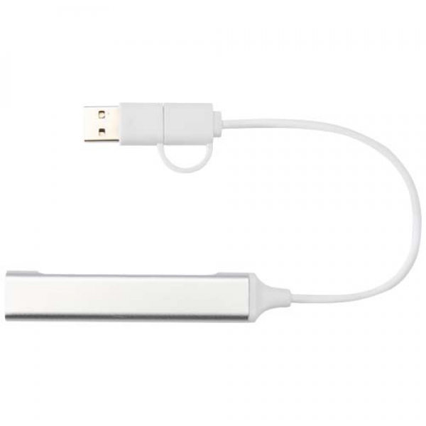 Alkaid 4-portowy hub USB-A i typu C z podwójnym wejściem wykonany z aluminium z recyklingu