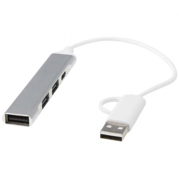 Alkaid 4-portowy hub USB-A i typu C z podwójnym wejściem wykonany z aluminium z recyklingu