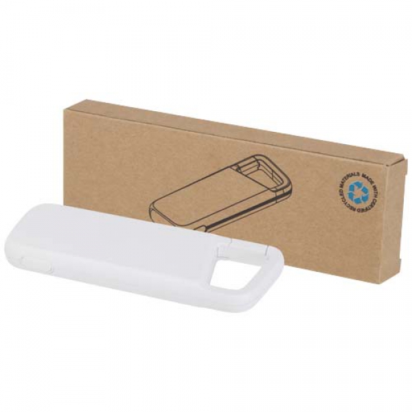 Alkes wodoodporny powerbank z karabińczykiem o pojemności 5000 mAh i mocy 12 W, wykonany z tworzyw sztucznych pochodzących z 
