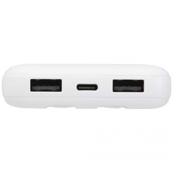 Adhil powerbank o pojemności 10.000 mAh i mocy 10 W z tworzyw sztucznych pochodzących z recyklilngu z 2 wbudowanymi kablami